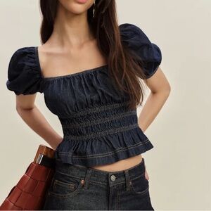Reformation aliya denim top